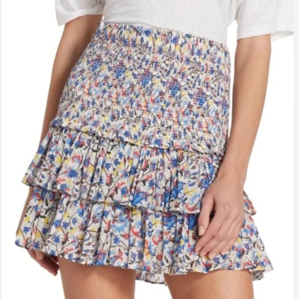 ISABEL MARANT ÉTOILE Naomi Smocked Cotton Miniskirt In Mixed Colours 34
